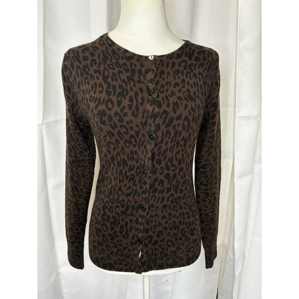 Y2K Animal Print Cardigan Button Up Size Medium
